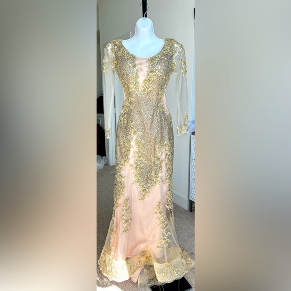gold fishtail dress OTTILIA